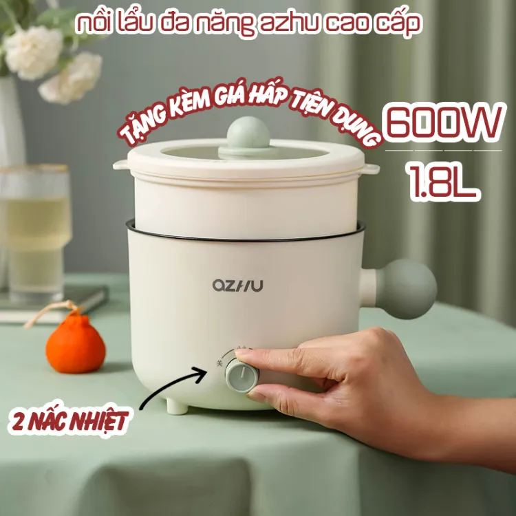 Nồi LẨU MINI Đa Năng OZHU 2 Nấc Nhiệt Kèm Giá Hấp, - HN