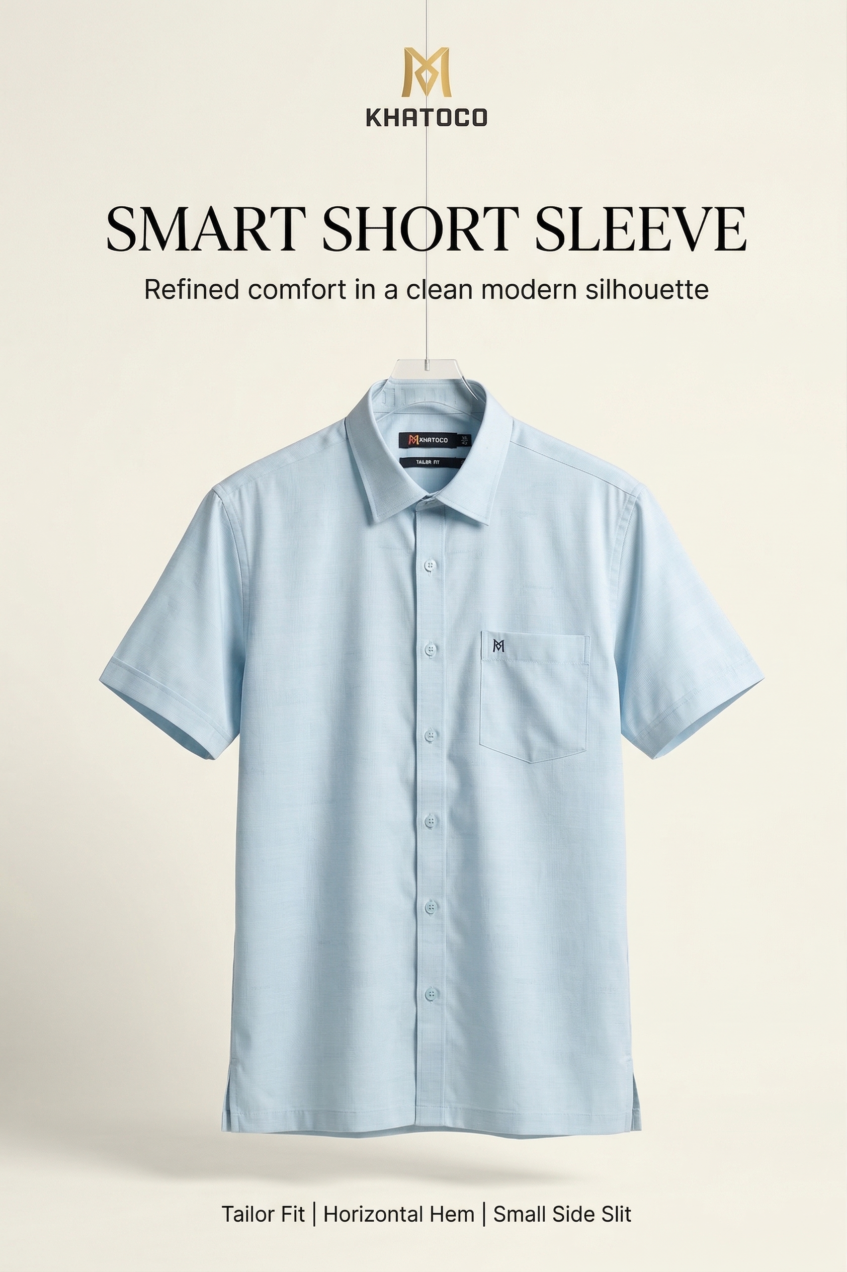 Áo sơ mi tay ngắn nam Khatoco sale 374k, giá tem 468k (Size S,XL)