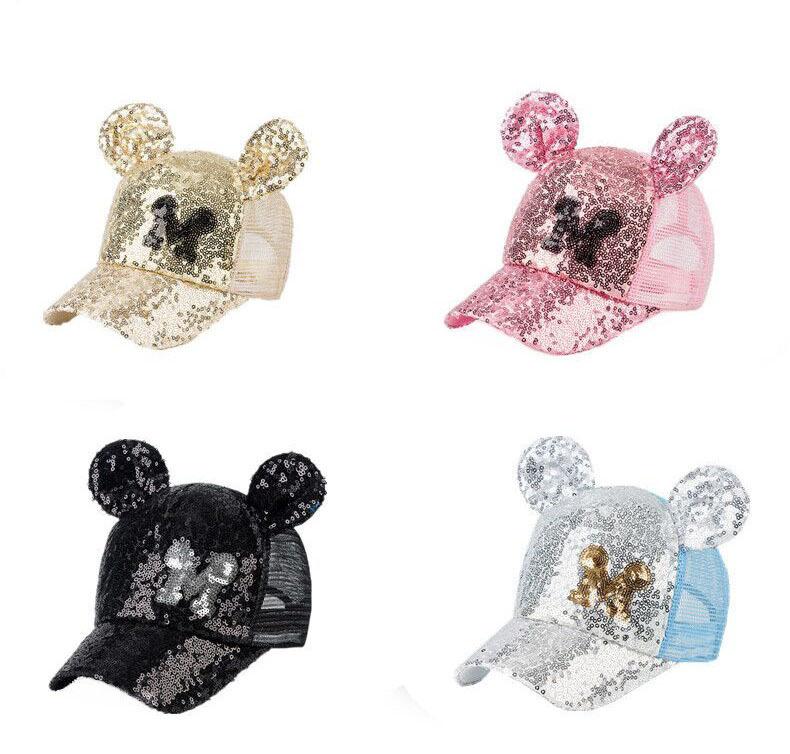 Mũ hai chiếc mũ Ear Mũ mới Trẻ em Snapback Girls Lưới bóng chày với đôi tai mũ hài hước Mùa hè Hip Hop Mũ mũ Color: golden Size: 48 - 52cm