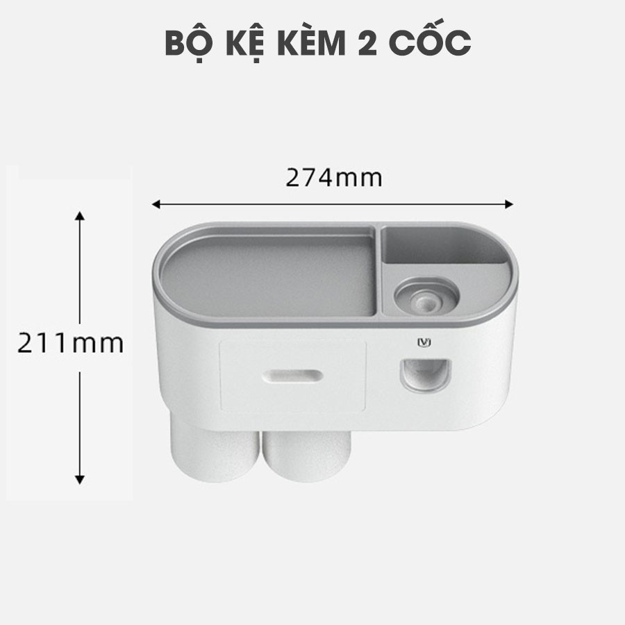 Giá Để Bàn Chải Đánh Răng 2 LY Đa Năng Gắn Tướng Nhà Tắm