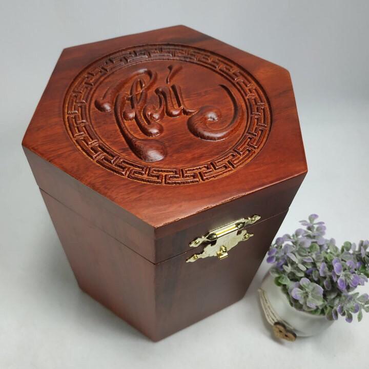 HỘP ĐỰNG TRÀ CHỮ PHÚC LỤC GIÁC