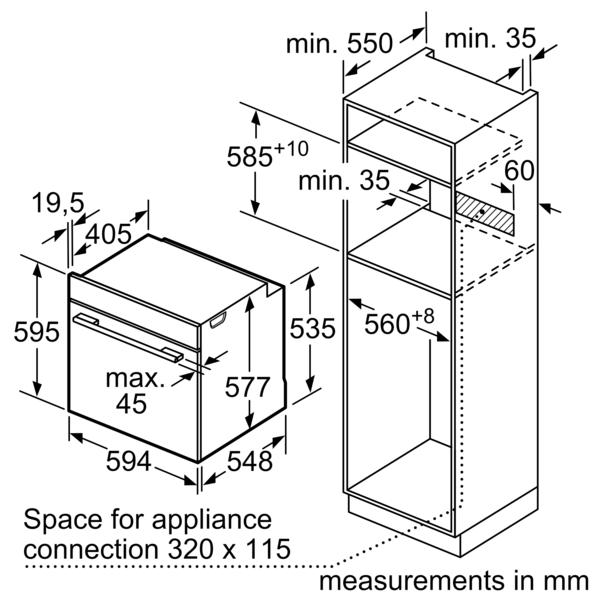 Lò Nướng Âm Tủ Bosch HBG6764S6B Series 8, Dung Tích 71L, Home Connect, Nhập Đức, BH 12 Tháng, Hàng Chính Hãng