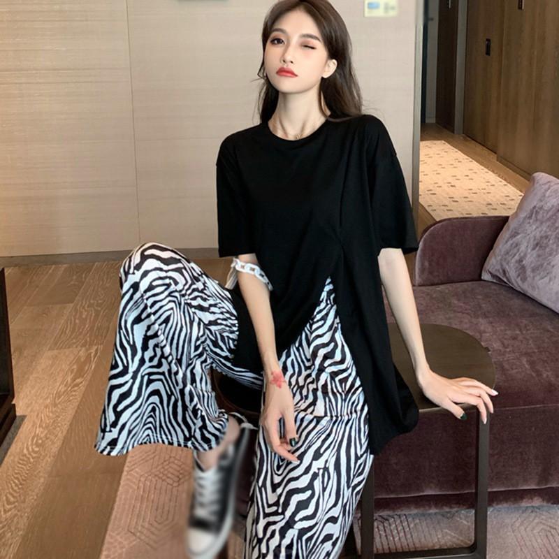 Quần dài ống rộng họa tiết rằn ri cá tính cho nữ