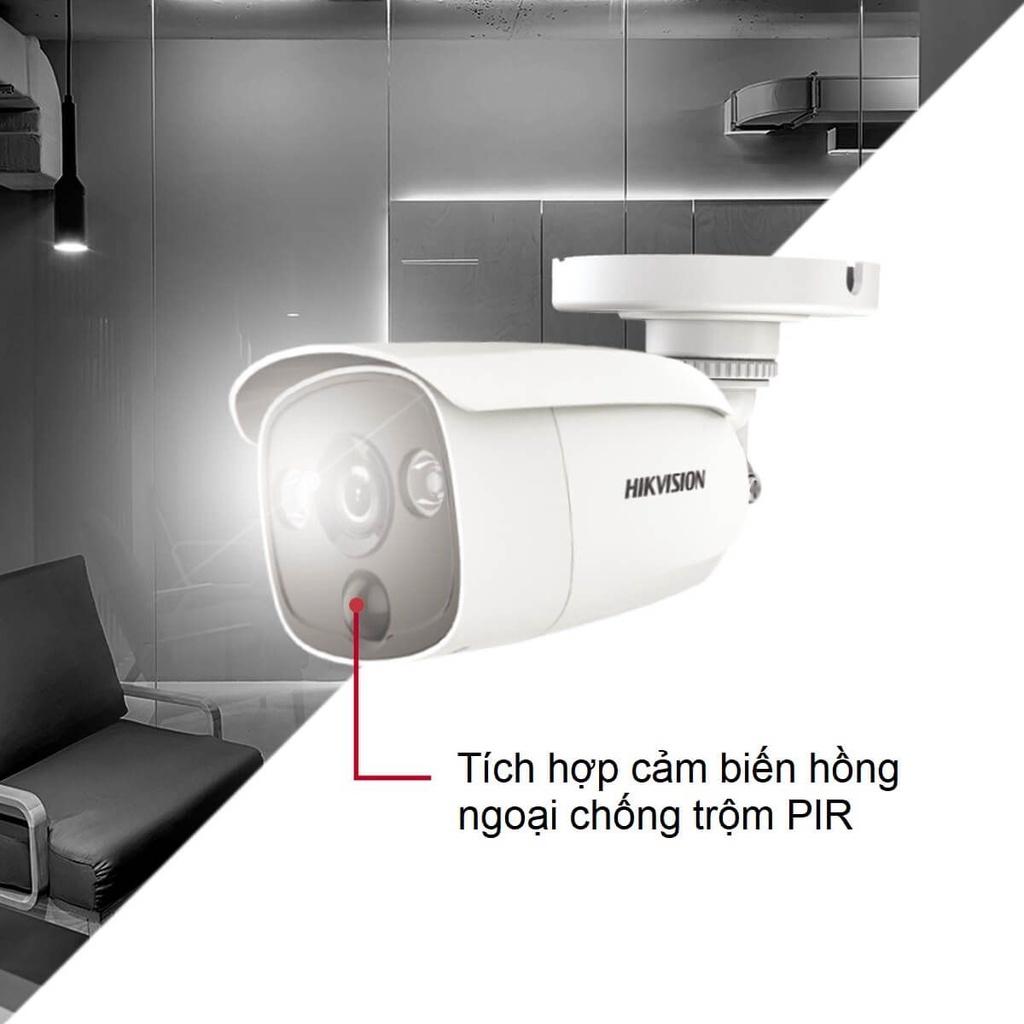 Camera Analog Thân Trụ Hikvision DS-2CE12D0T-PIRL và DS-2CE12D8T-PIRL Ngoài Trời Tích Hợp Cảm Biến PIR+đèn - Hàng Chính Hãng