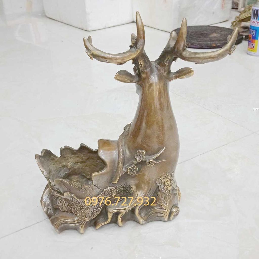Hươu trang trí bằng đồng, tượng hươu bằng đồng cao 28cm
