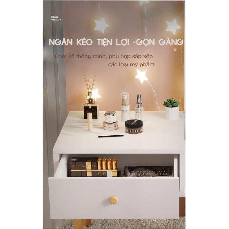 Bàn trang điểm mini ngồi bệt kèm gương sắp xếp mỹ phẩm gọn gàng hiện đại kiểu Hàn từ gỗ MDF, phủ Melamin chống xước ND06