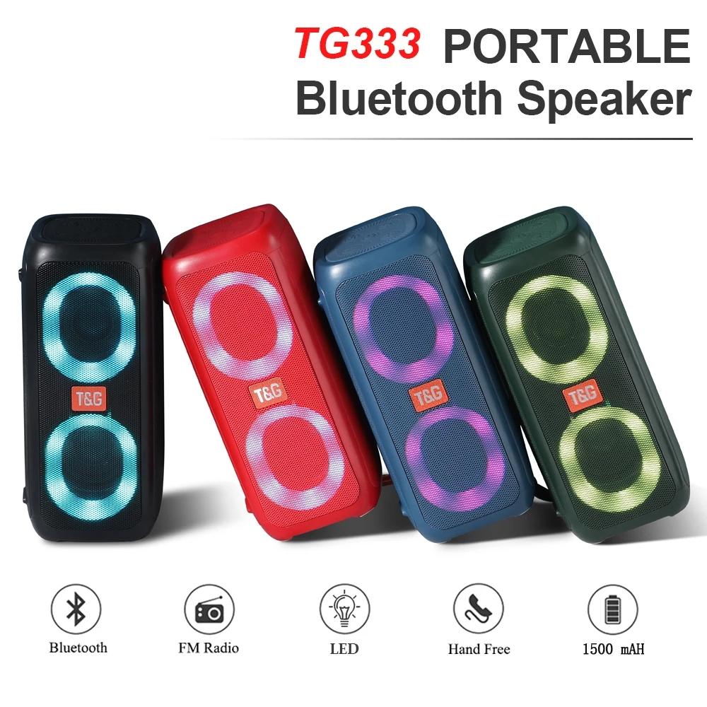 TG333 Loa bluetooth không dây công suất 30W thẻ loa kép loa siêu trầm ngoài trời Đèn nhiều màu RGB với đài FM caixa de som Màu sắc: đen