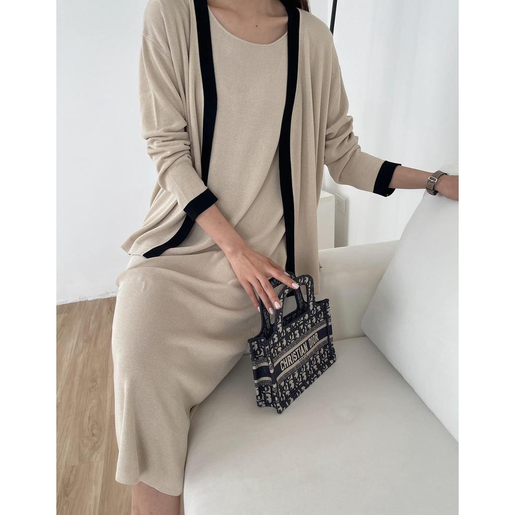 Set váy áo cardigan len mỏng Hàn Quốc