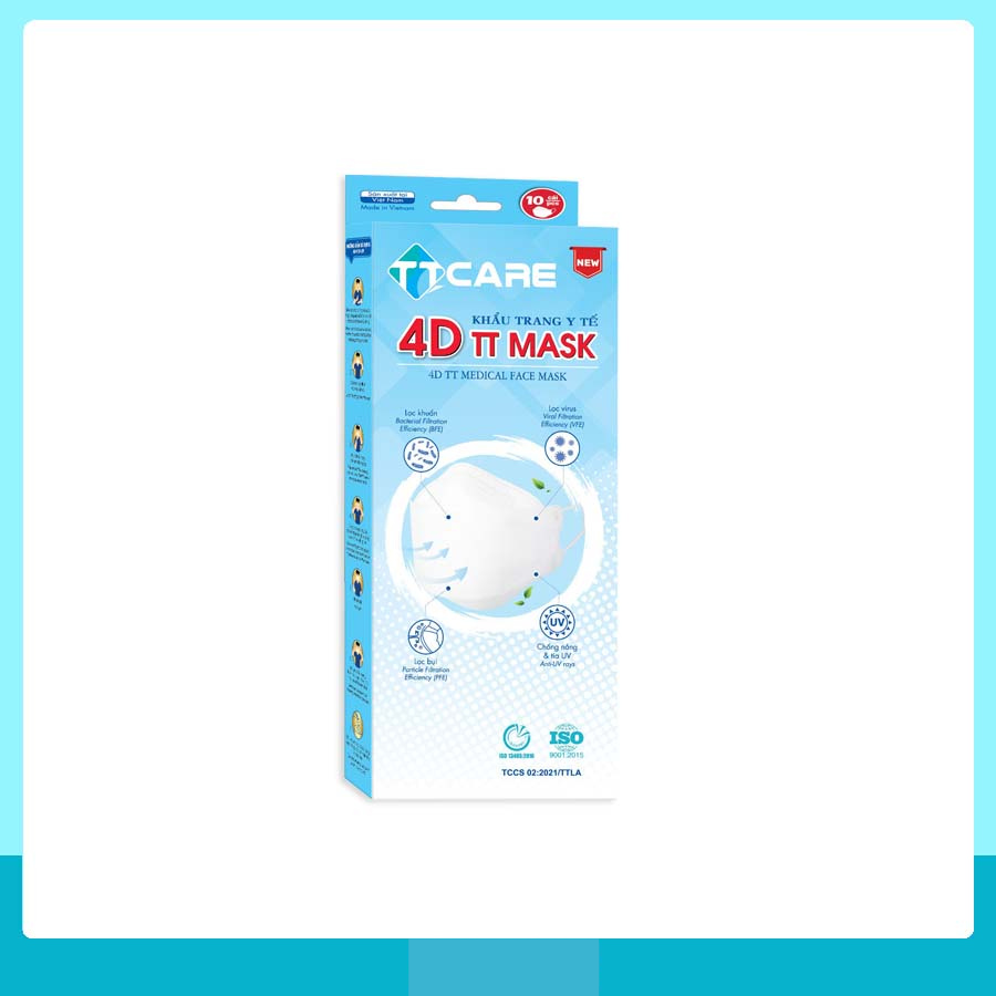 Thùng Khẩu Trang Y Tế 4D Kháng Khuẩn Cao Cấp TTMASK  Bảo Vệ Sức Khỏe Ngăn Bụi Bẩn Với Thiết Kế 3 Lớp Siêu Chắc Chắn