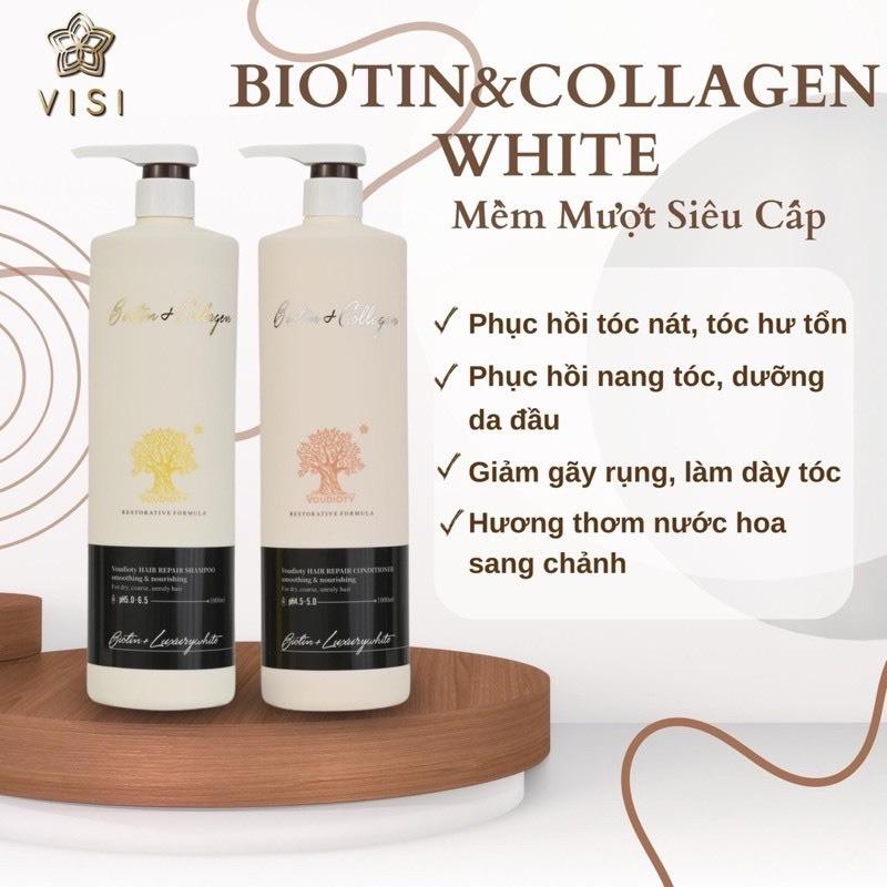Bộ Dầu Gội Xả Biotin Collagen Trắng Pasiori Luxury White 2023 Siêu mượt Giảm Rụng, Mọc Tóc 1000ml