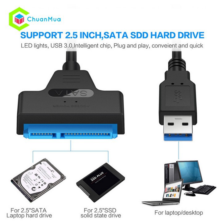 Cáp Sata 3.0 kết nối ổ cứng ngoài chuyển đổi USB 3.0 sang SSD HDD SATA 2.5 inch Hàng Chính Hãng