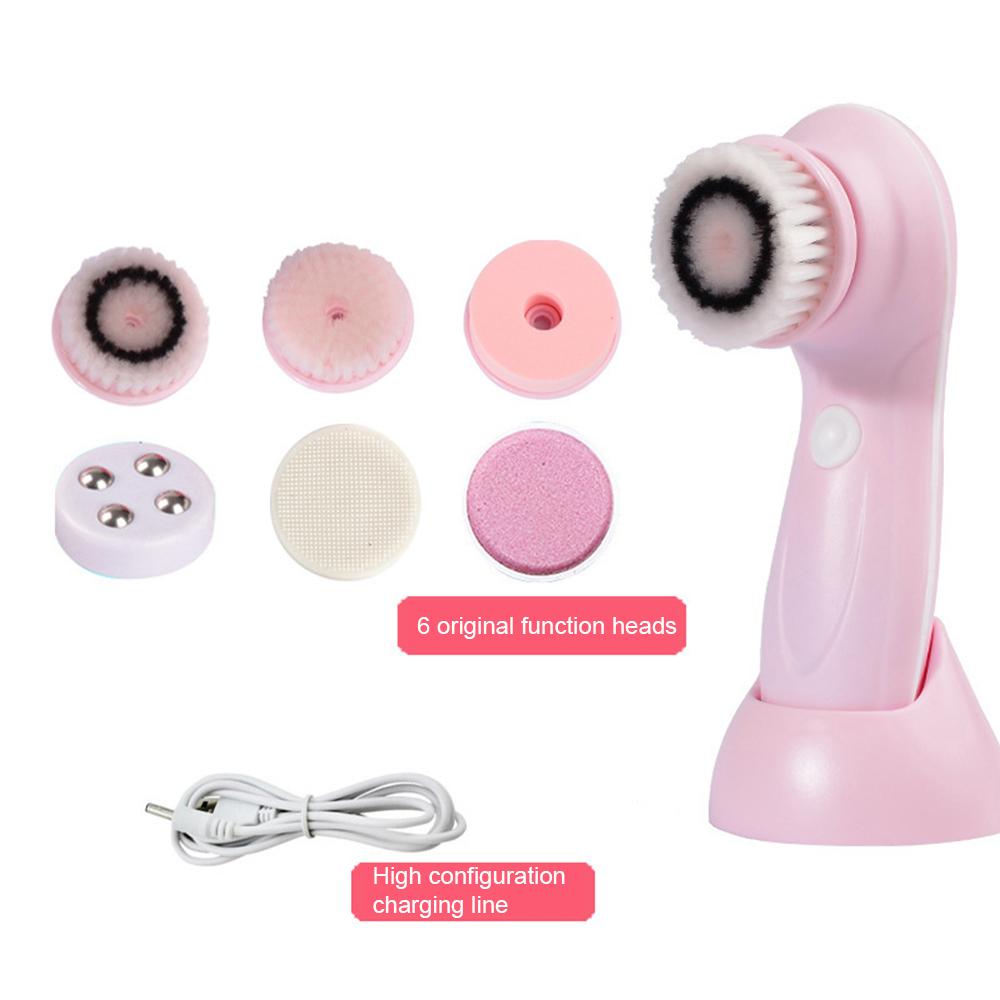 6 trong 1 Mặt Bộ Làm Sạch Da Mặt Xoay Vệ Sinh Làm Sạch Da Mặt Thiết Bị Với Chân Đế Chống Nước Làm Đẹp Da Mặt Bàn Chải Cọ Sạch