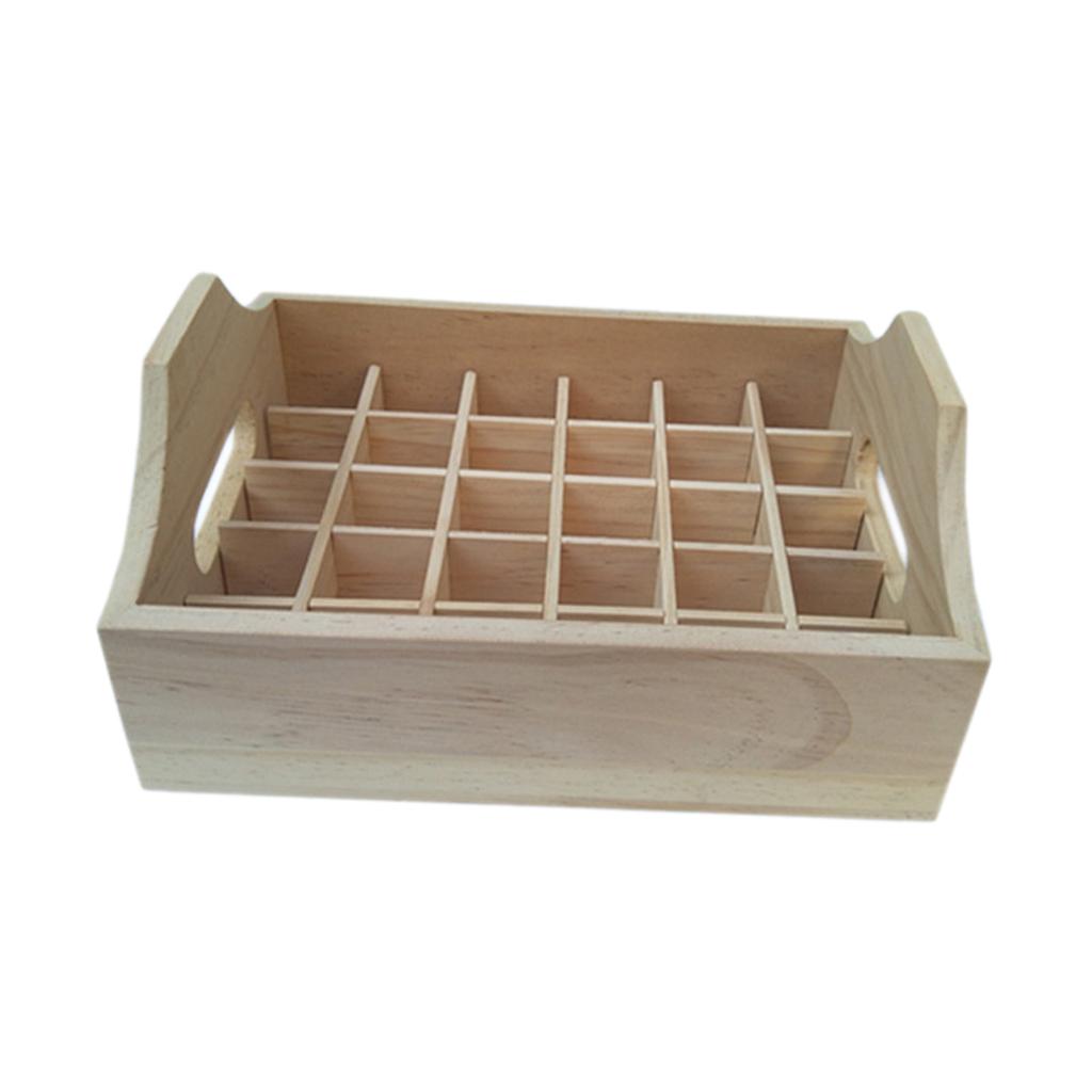 30 Slots Essential Oil Holder Display Wooden Storage Case Tray Box Organizer