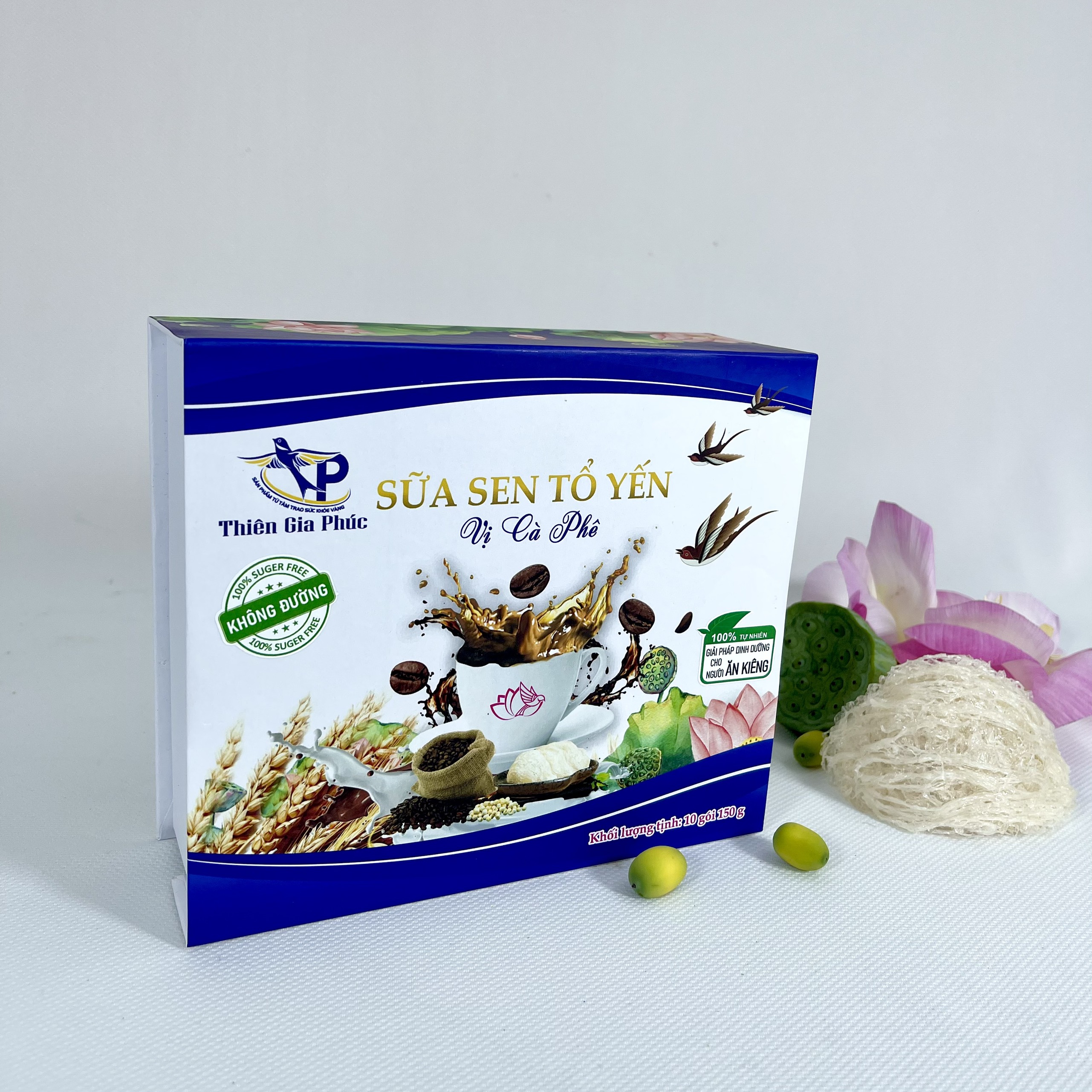 Sữa sen tổ yến vị cà phê Thiên Gia Phúc 150g 10 gói (Hộp cứng)