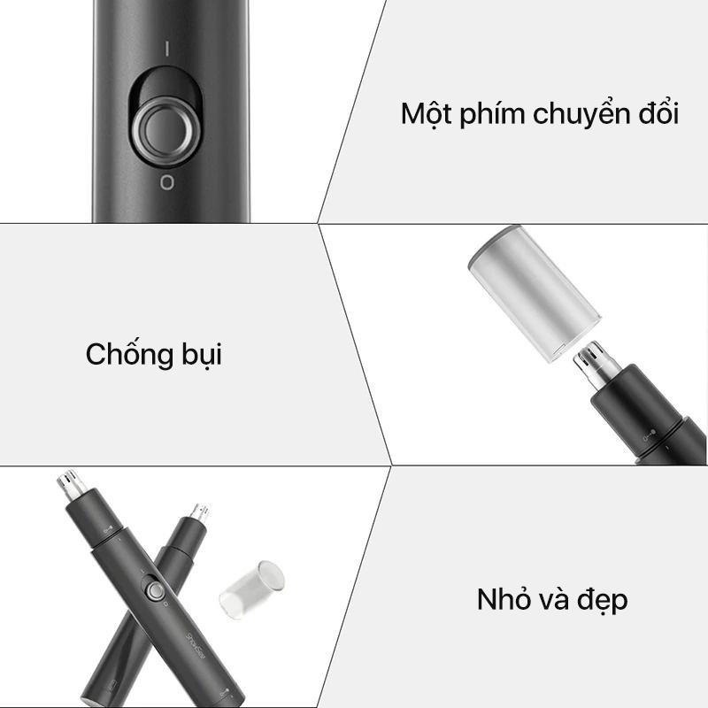 Máy tỉa lông mũi ShowSee C1-BK cầm tay có thể tháo rời với dao cắt hai lưỡi xoay 360 ° - Hàng chính hãng