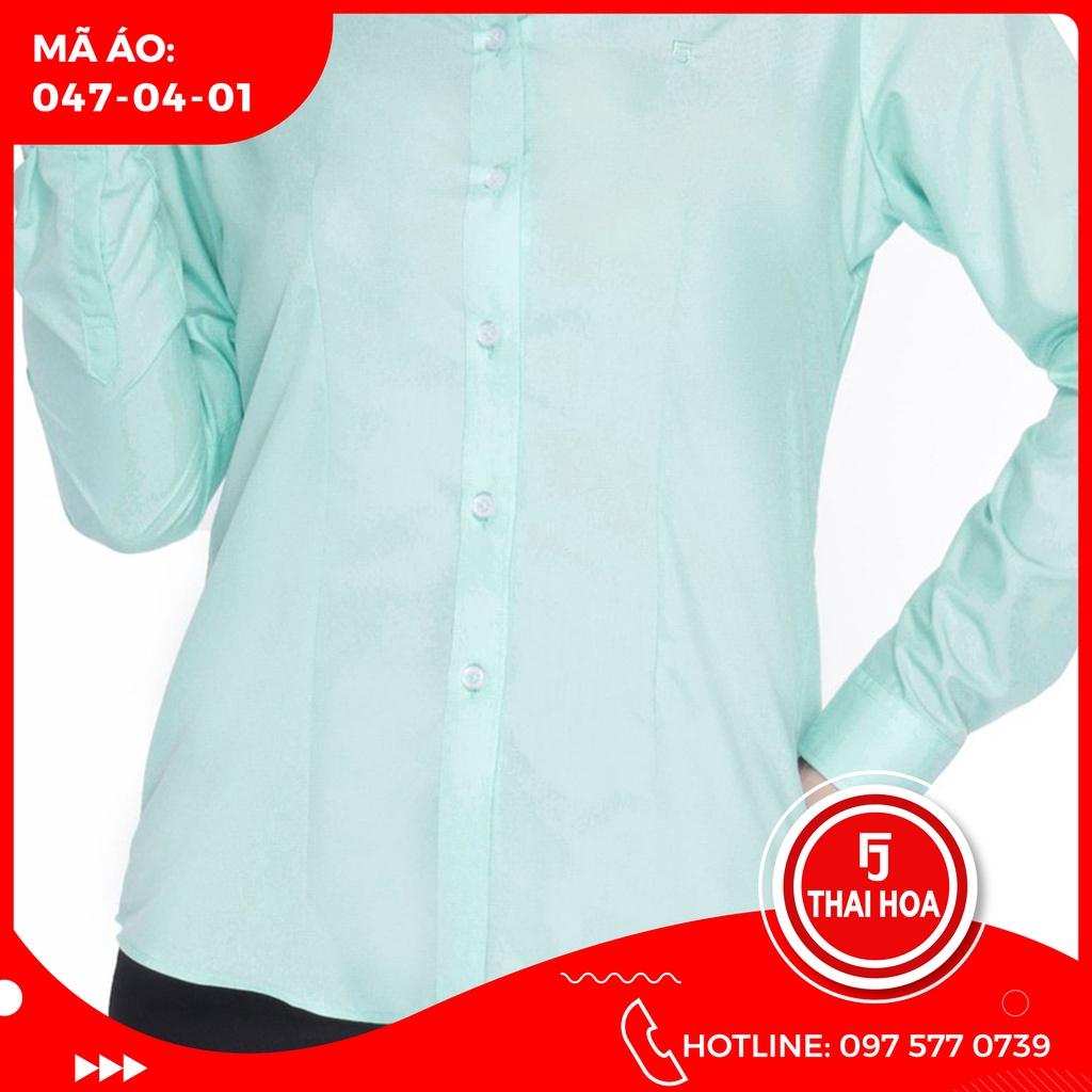 ÁO SƠ MI NỮ THÁI HÒA PHONG CÁCH CÔNG SỞ 047-04-01 MÀU XANH NHẠT DÀI TAY