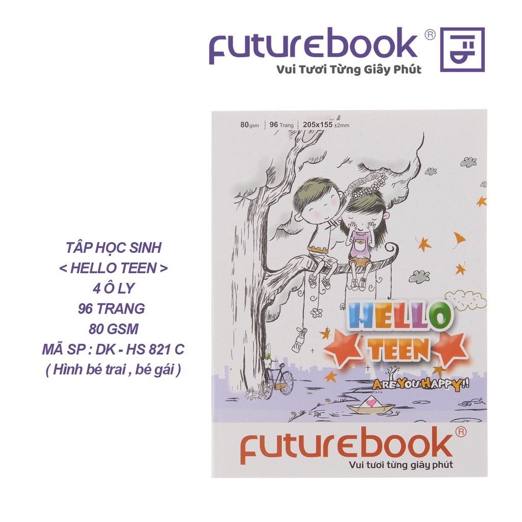 Tập Học Sinh Hello Teen- 4 Ô ly- 96 Trang- 80GSM- MSP: DK- HS 9824. Phong cách Chibi. VPP FUTUREBOOK. Giao ngẫu nhiên