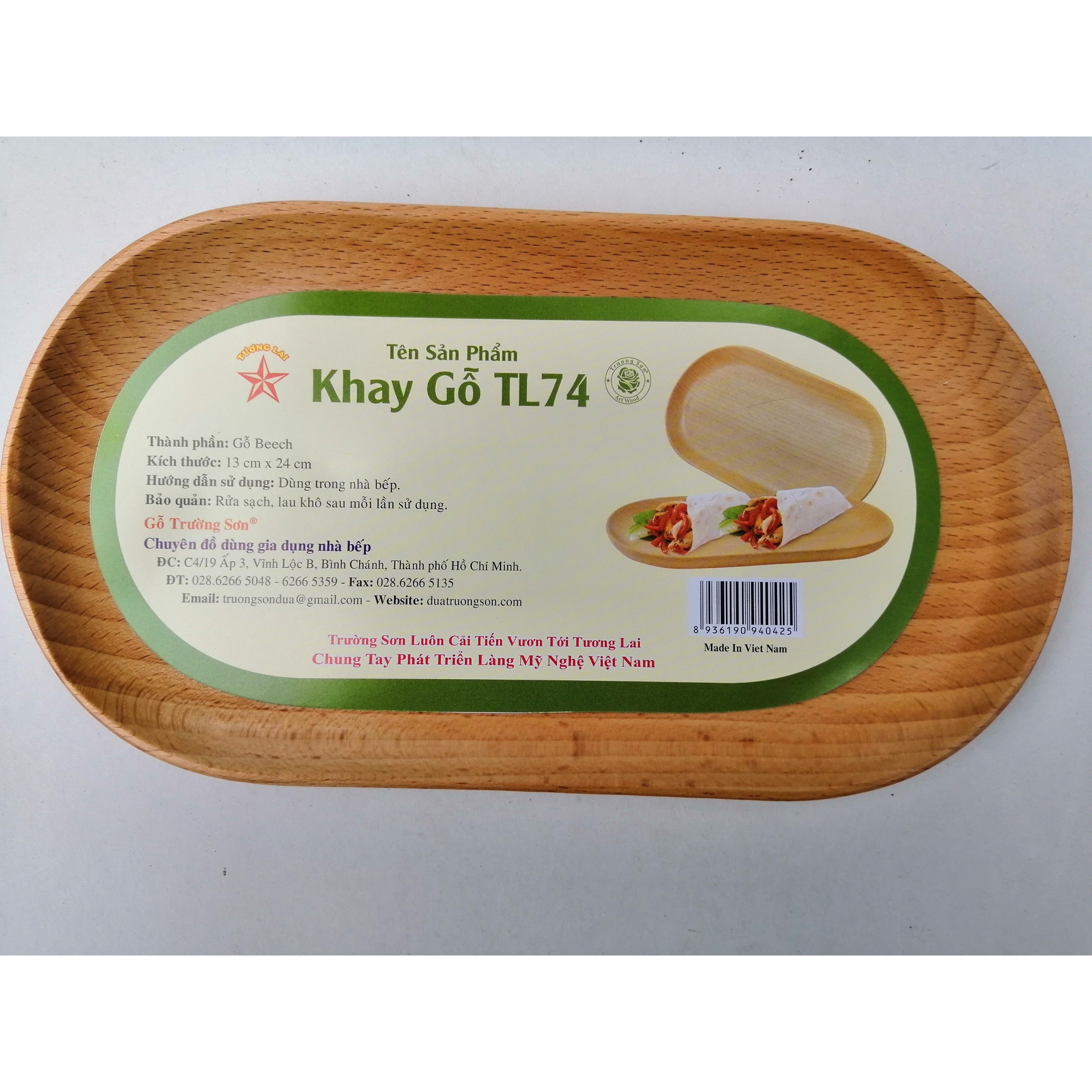 Khay Gỗ Hình Oval TL74 24 Cm Dùng Để Trưng Bày, Đựng Thức Ăn Bánh Kẹo - Đồ Gỗ Nhà Bếp Thương Hiệu Trường Sơn