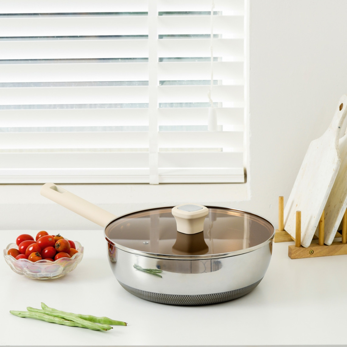 (NEW HOT) Chảo Chống Dính Sâu Lòng Titanium 28cm Aura Haatz HTA828 Có Vung Bảo Hành Chính Hãng 5 Năm