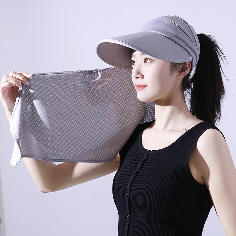 Mũ chống nắng thời trang nữ, mũ lưỡi trai vành rộng kèm khẩu trang che mắt chất liệu thông hơi cao cấp