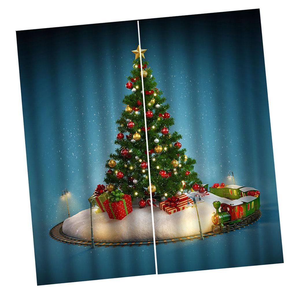 2pcs/ Christmas Living Room Bedroom Window Drapes Decor Curtains