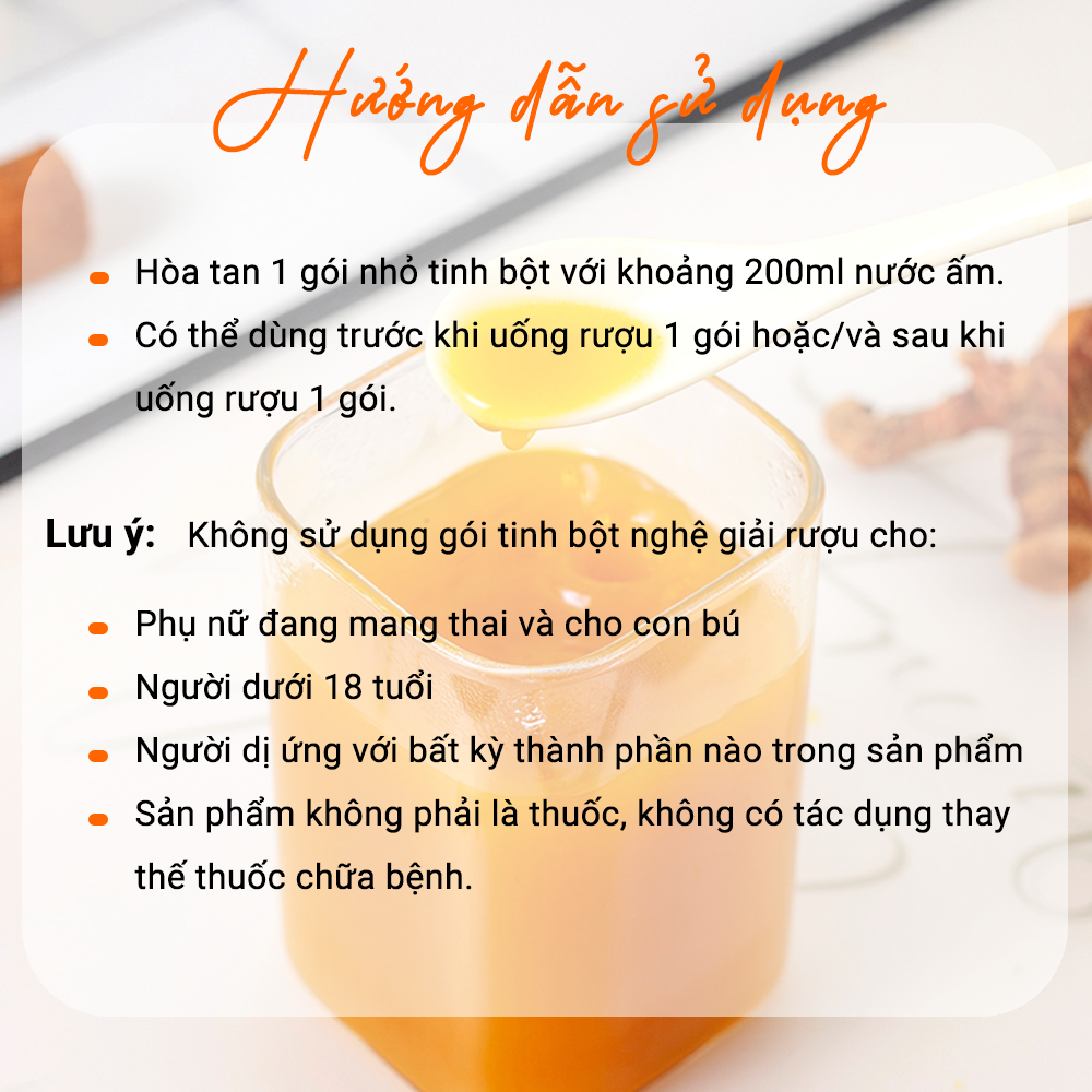 Tinh Bột Nghệ Giải Rượu Orihiro Nhật Bản giúp giải rượu nhanh, tăng cường chức năng gan, bảo vệ sức khỏe gói 1,5g x 20 JN-OR-TUR01