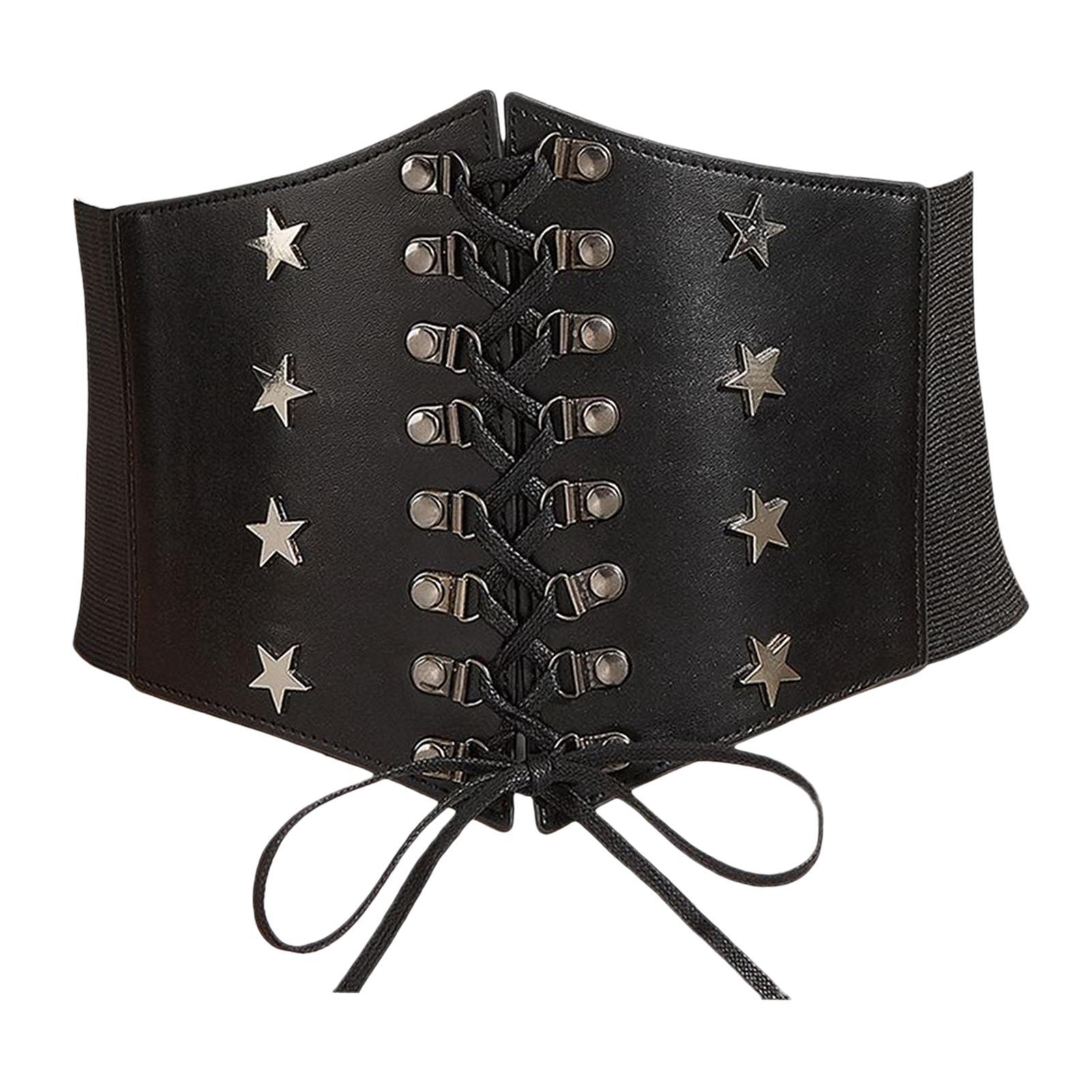 Women's Elastic Stretchy Wide Waist  Belt Fashion Dress Waistband Brown