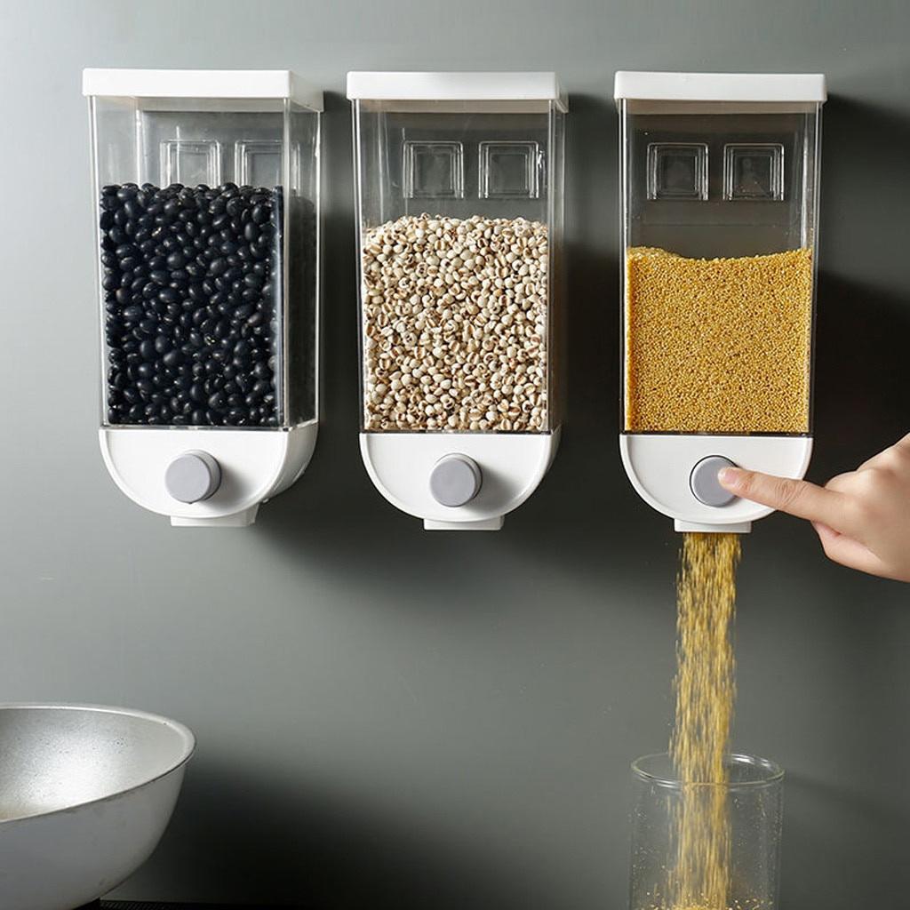 Oatmeal Wall Mounted Container Kitchen Organization Accessories 1000/1500ml Kitchen Food Storage Container Cereal Dispenser