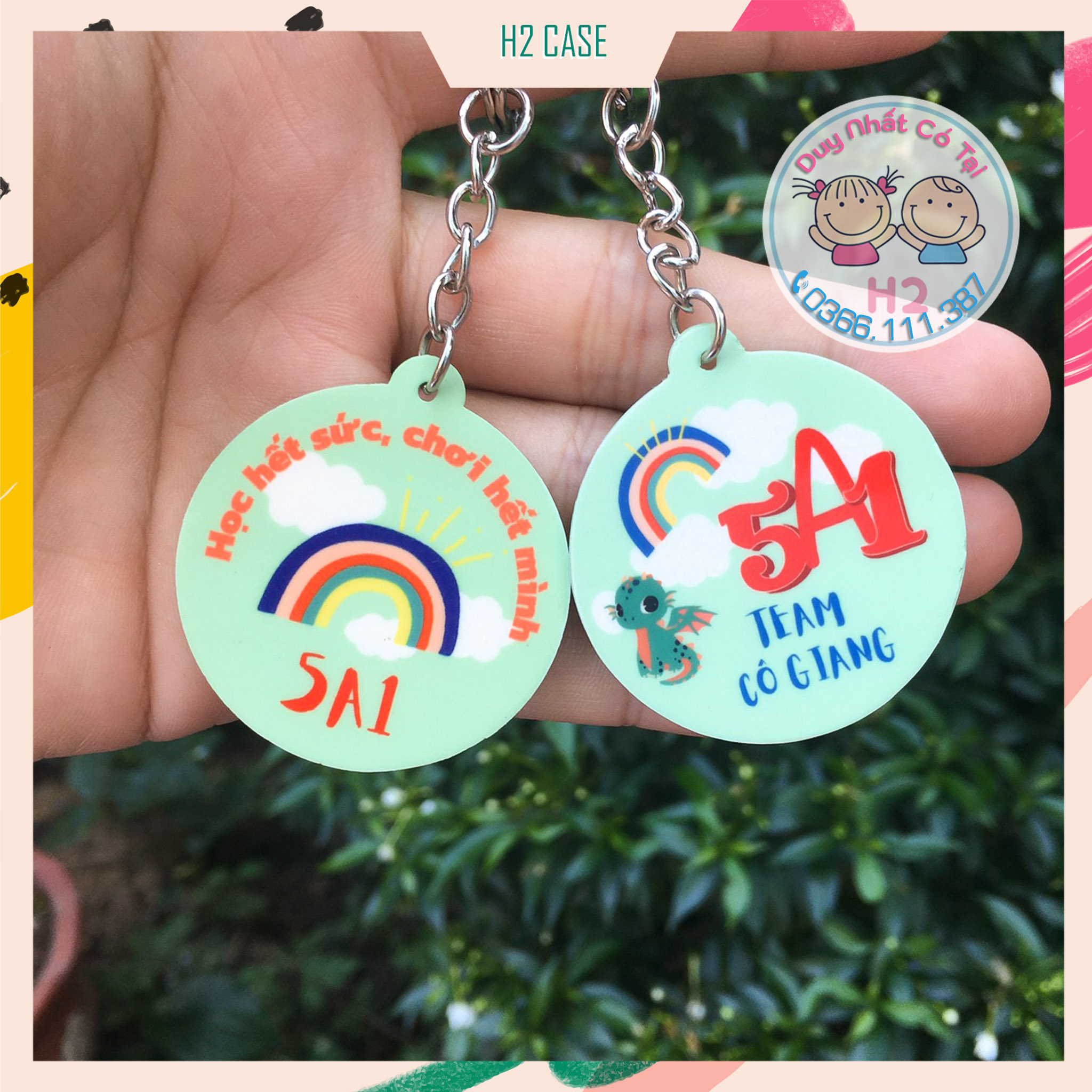 Móc khóa Mica 2 mặt in theo yêu cầu