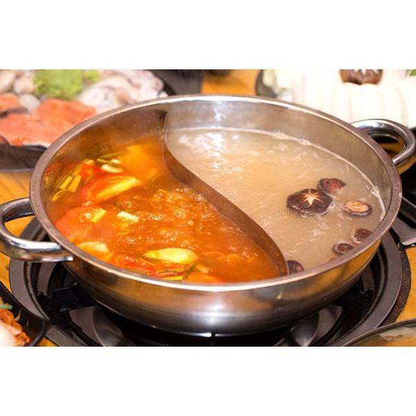 Chảo lẩu 2 ngăn Hotpot dùng cho mọi loại bếp inox 304 sáng bóng