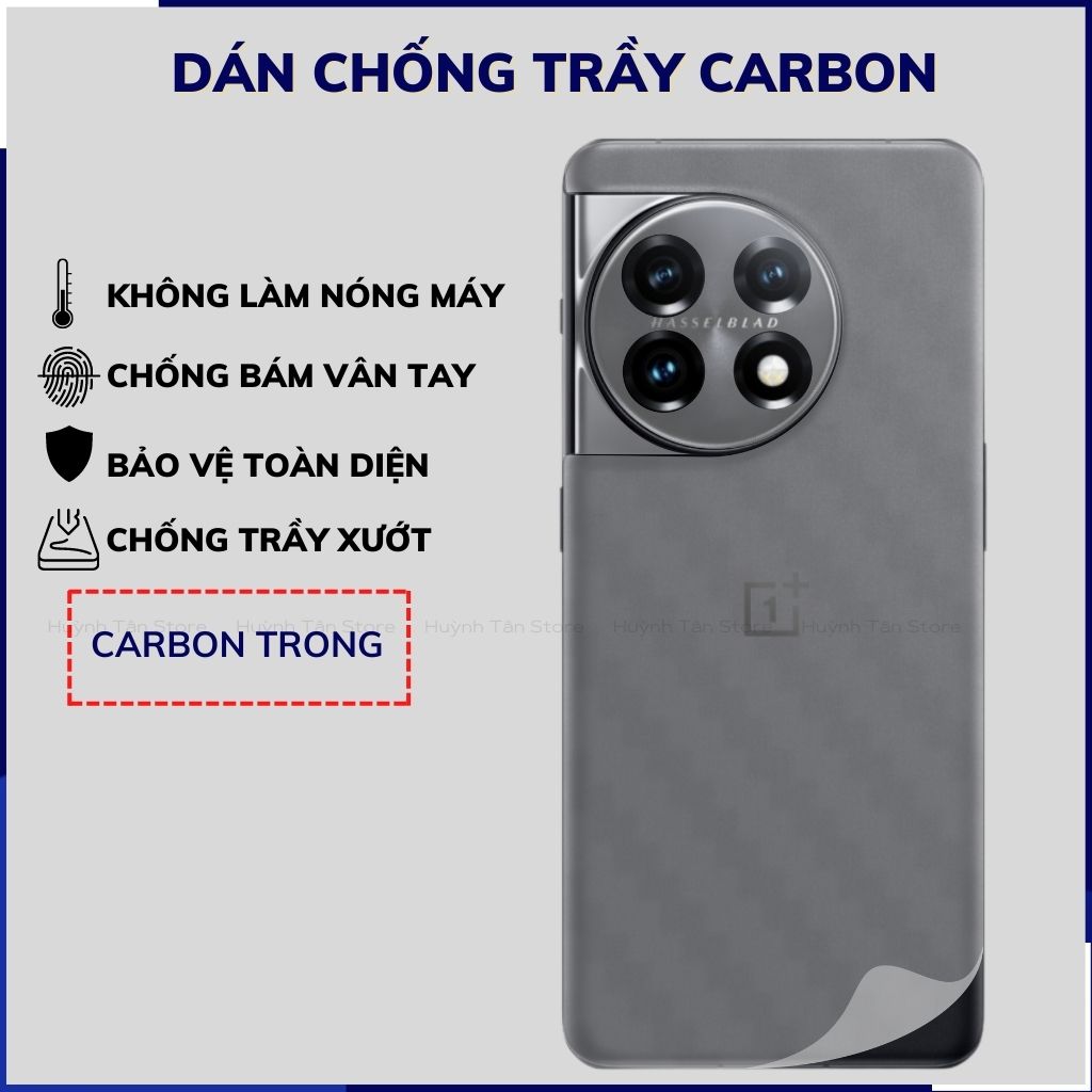 Miếng dán oneplus 11 carbon trong và đen chống trầy xướt chống bám vân tay phụ kiện điện thoại huỳnh tân store