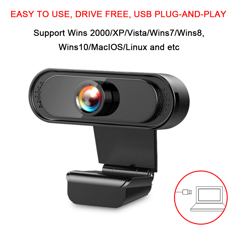 Webcam 2M Pixel USB2.0 1080P FHD với micrô cho máy tính xách tay