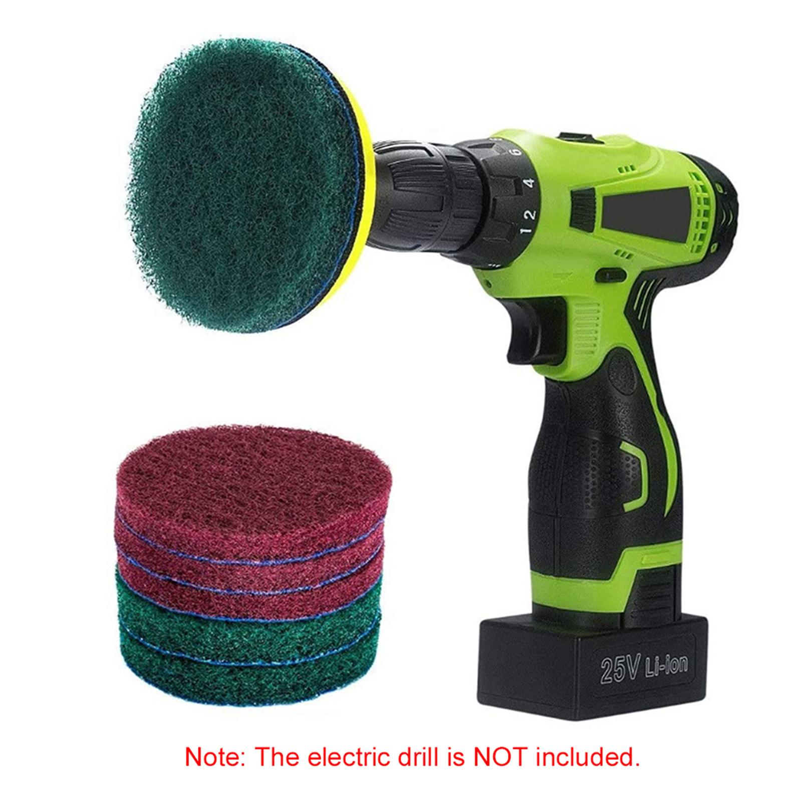 11Pcs Scrubbing Cleaning Kit 4-inch Adhesive Plate Scrub Pads Scouring Pad Kit Compatible with Electric Drill for Carpet