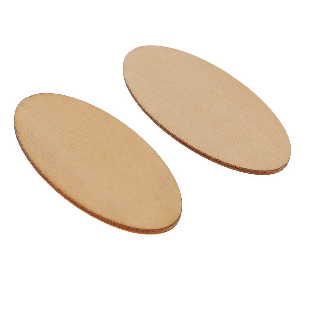 3-4pack Natural Wood Pieces - Unfinished Wooden Cutouts Disc 60 x 30 mm - 20 pcs