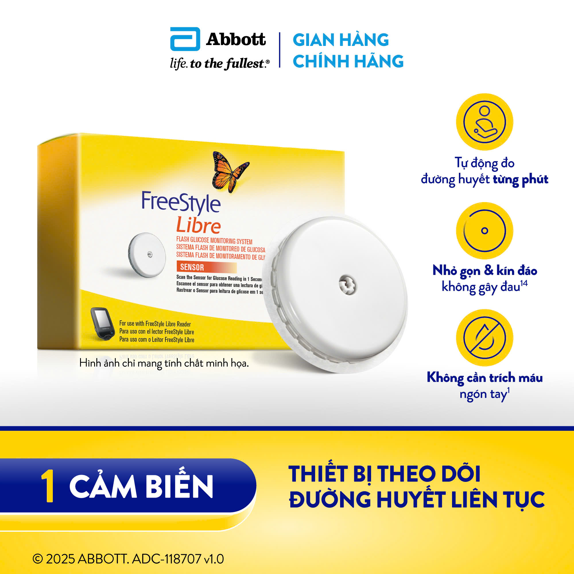 Combo 5 cảm biến FreeStyle Libre (LƯU Ý: Sản phẩm phải được sử dụng cùng với đầu đọc cầm tay FreeStyle Libre)