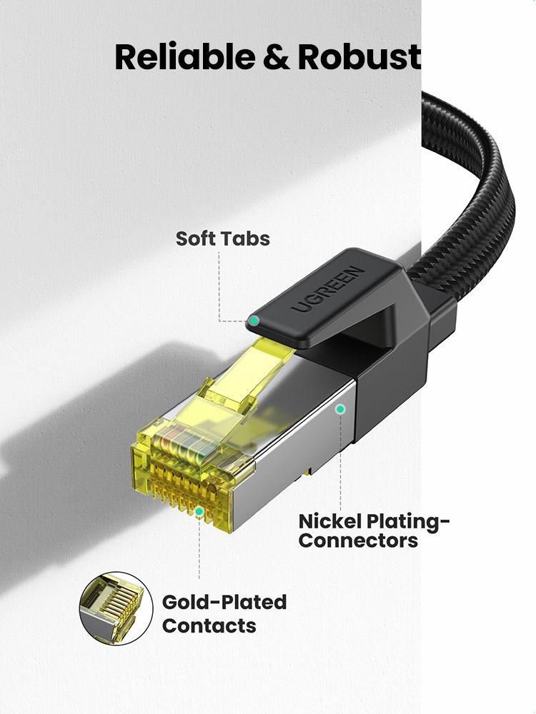 Ugreen UG40167NW189TK 20M cat7 Cáp mạng Lan dạng dây dẹp bọc dù Màu Đen - HÀNG CHÍNH HÃNG