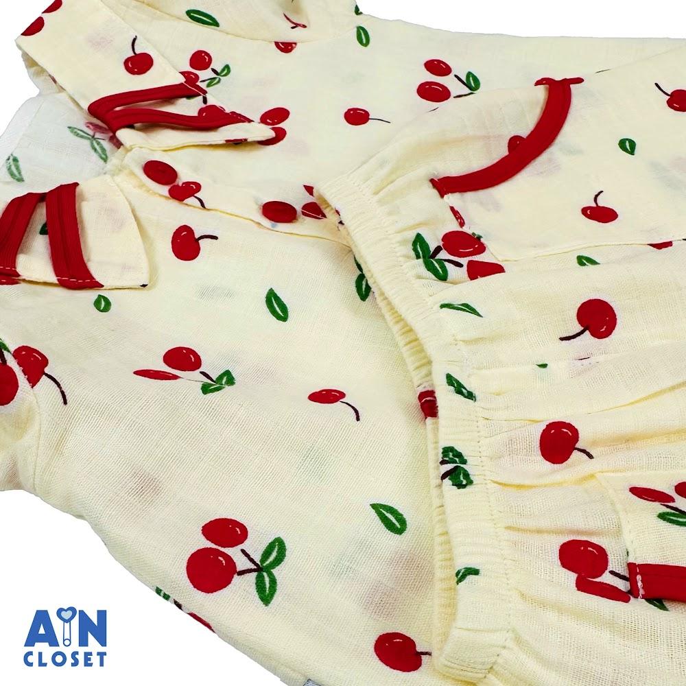 Bộ quần áo Dài bé gái họa tiết Cherry Đỏ Xô sợi tre - AICDBGBXEBI9 - AIN Closet