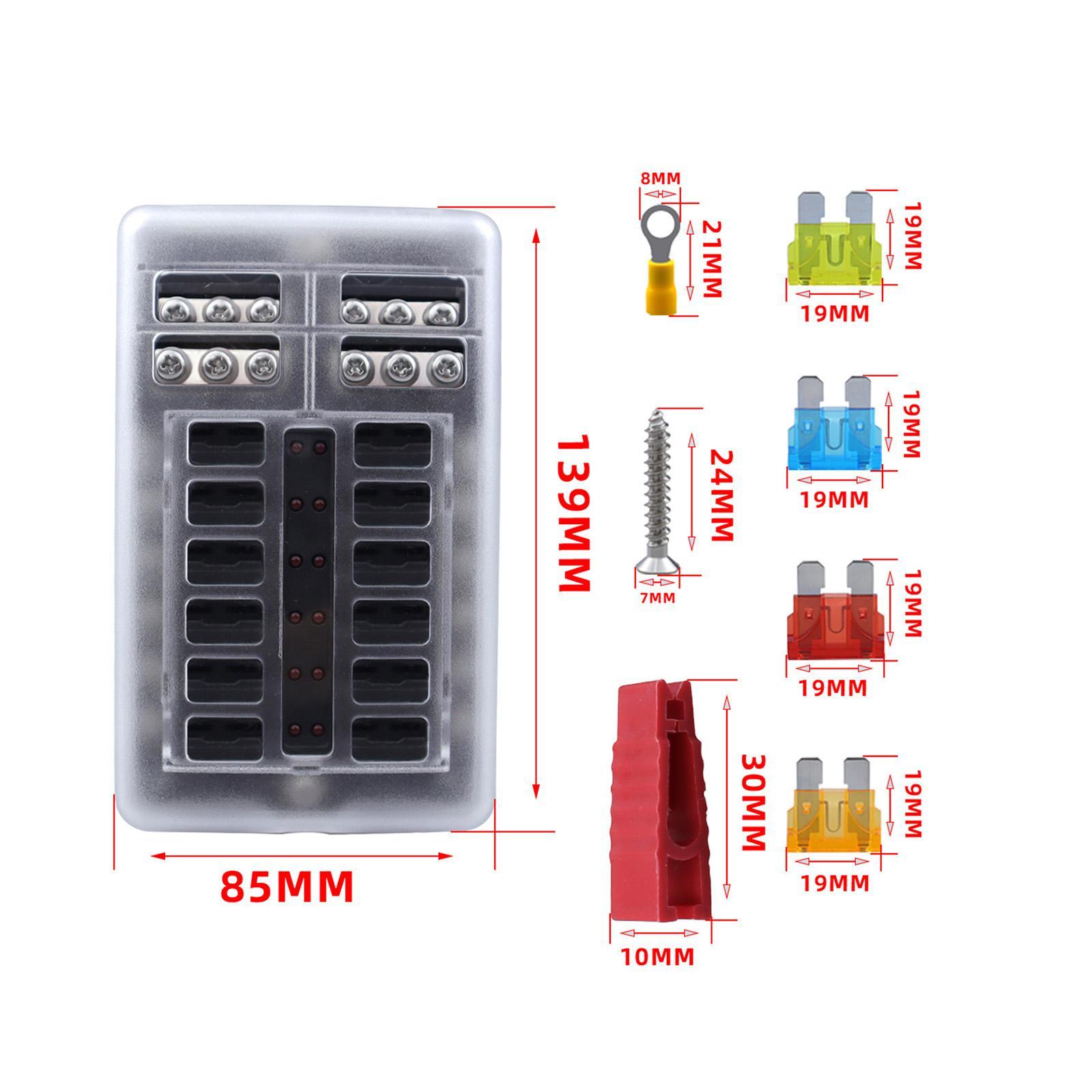12V Fuse Block Attachment Durable Fuse Box Holder for RV Vehicle Marine