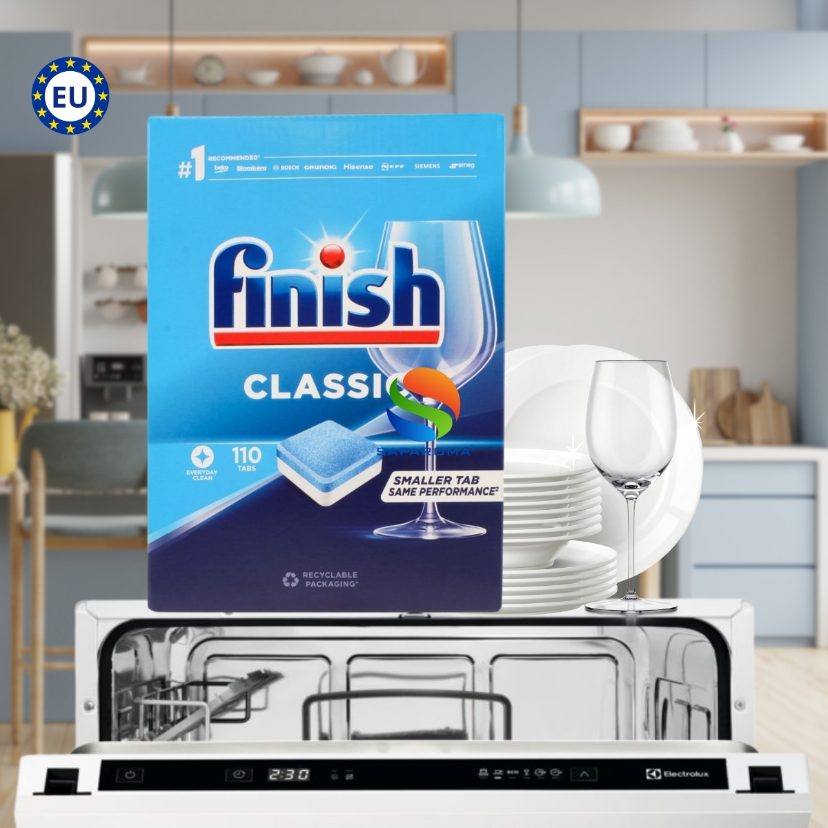 Hình ảnh Viên rửa bát Finish Classic 110 viên, viên rửa cao cấp chuyên dùng cho máy rửa bát, nhập khẩu chính hãng
