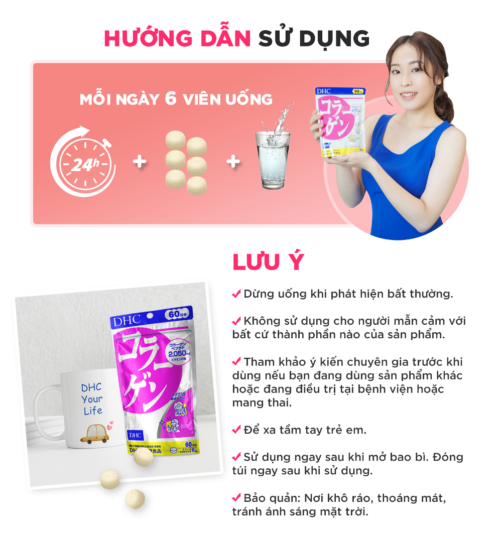 Collagen DHC Nhật tăng độ đàn hồi da, giảm nhăn da, bảo vệ khớp, cơ, xương - OZ Slim Store