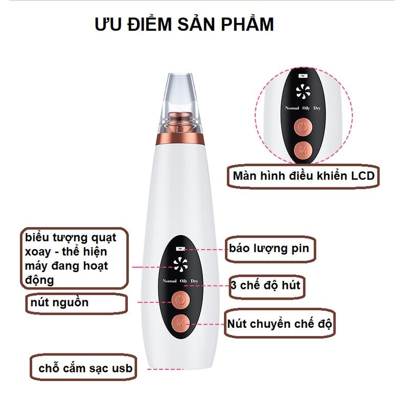 Máy hút mụn mini cầm tay tiện lợi dạng sạc Dụng cụ làm sạch lỗ chân lông giúp hút mụn cám, đầu đen, bã nhờn