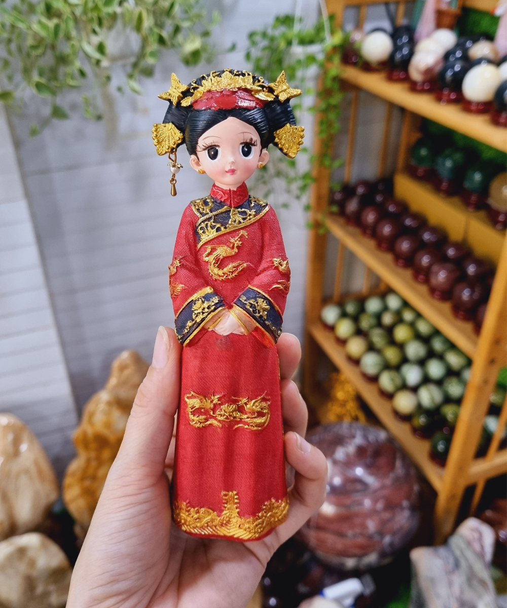 Bộ 02 tượng Hoàng Thượng - Hoàng Hậu cổ trang size nhỏ 18cm