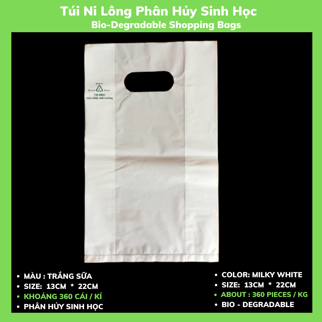 1 Kí Bao Ni Lông Tự Hủy Sinh Học - Màu TRẮNG SỮA - 13 Size / 1 Kilograms Of Bio-degradable Shopping Bags - Color MILKY WHITE - 13 Sizes