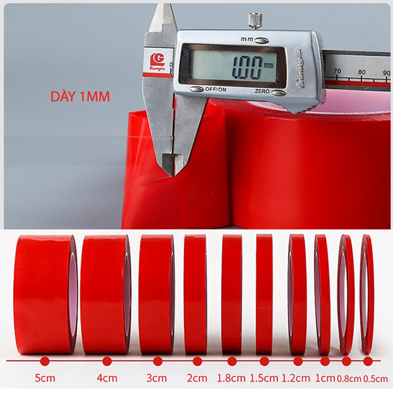 Băng dính 2 mặt loại acrylic trong suốt, chịu nhiệt, chịu lực