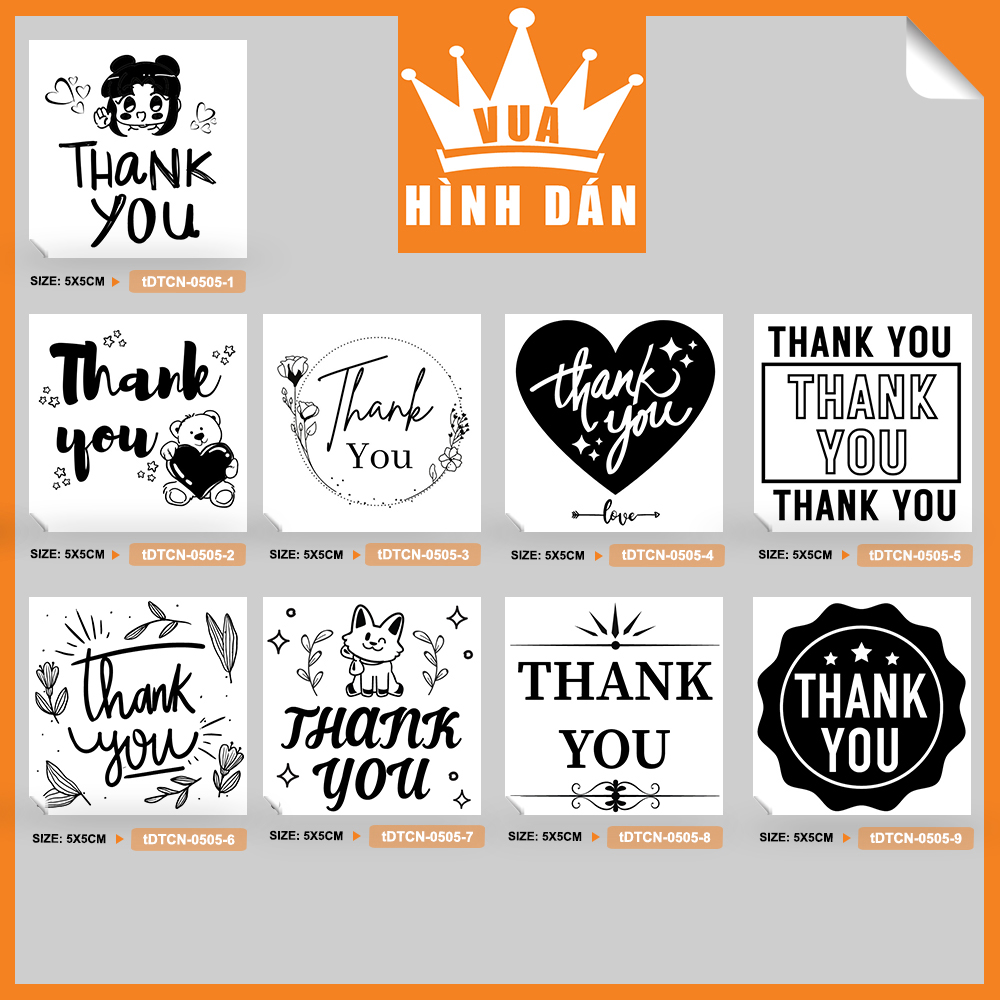 Hình ảnh Set 50/100 sticker thank you (5x5cm) cảm ơn - tem dán túi gói hàng sản phẩm dành cho shop (1.026)