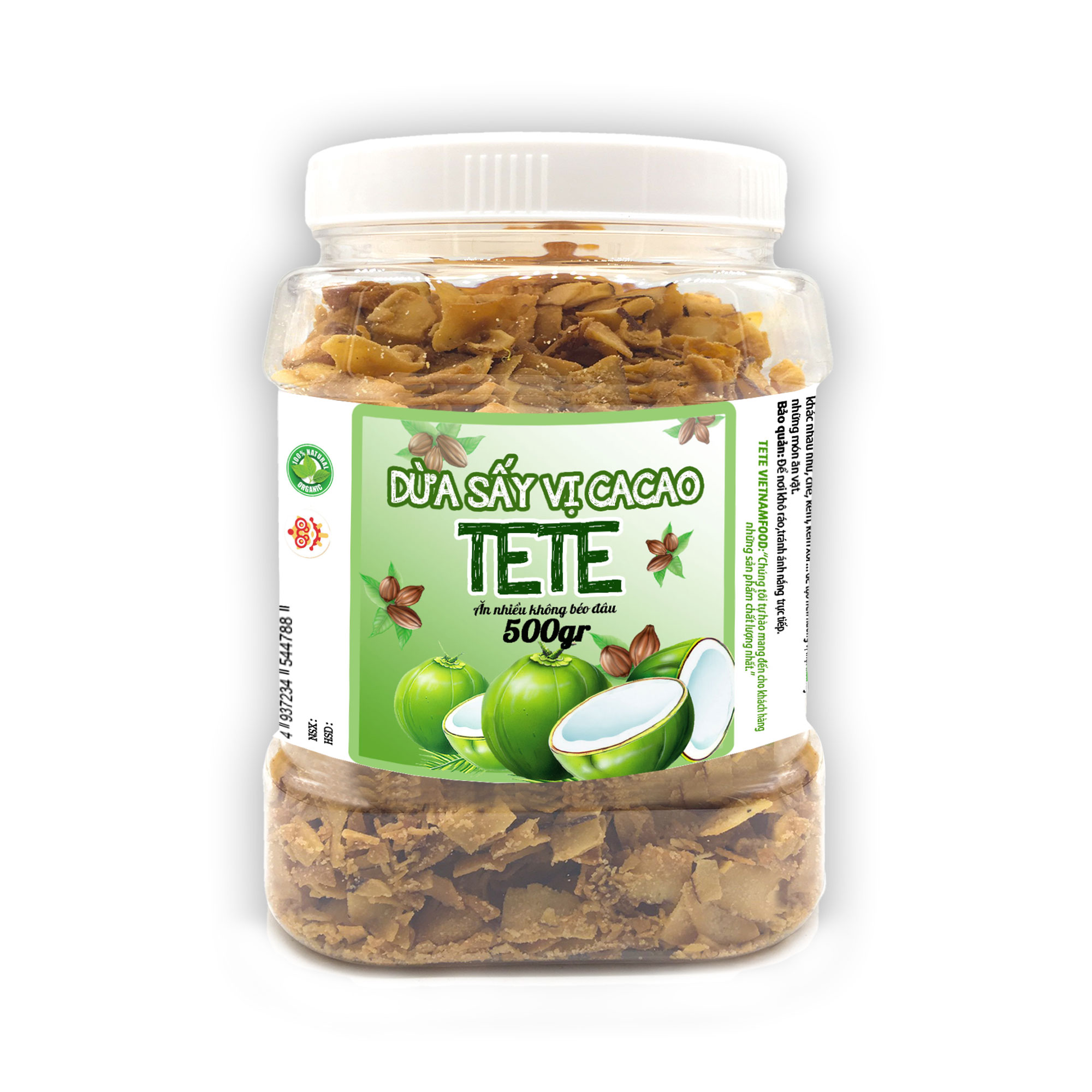 Dừa Sấy Bến Tre (Vị Cacao) 500gram Tete