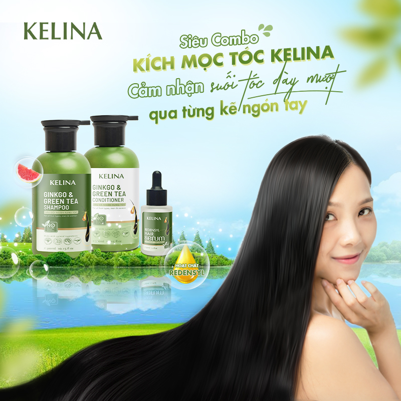 Combo Dầu Gội, Xả 300ml Và Serum 30ml Hỗ Trợ Kích Mọc Tóc, Ngăn Ngừa Rụng Tóc Và Phục Hồi Tóc Hư Tổn Kelina