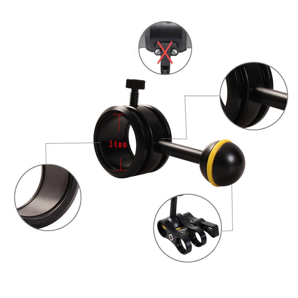 Ball Mount Multifunction Clamp for Diving Underwater Photography Torch Black