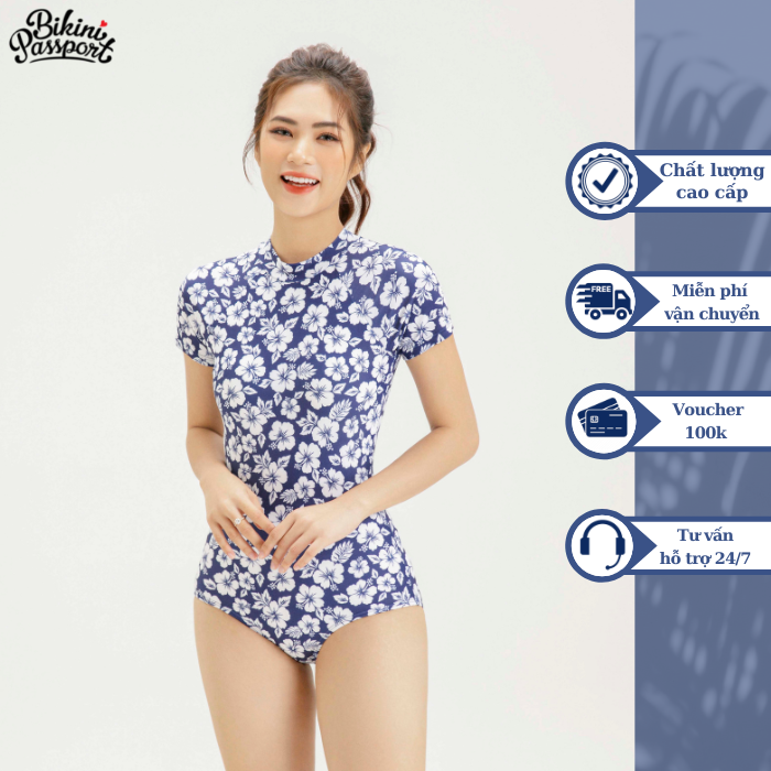 Đồ bơi Nữ BIKINI PASSPORT kiểu Một mảnh tay ngắn- màu Floral - BS184_FLO