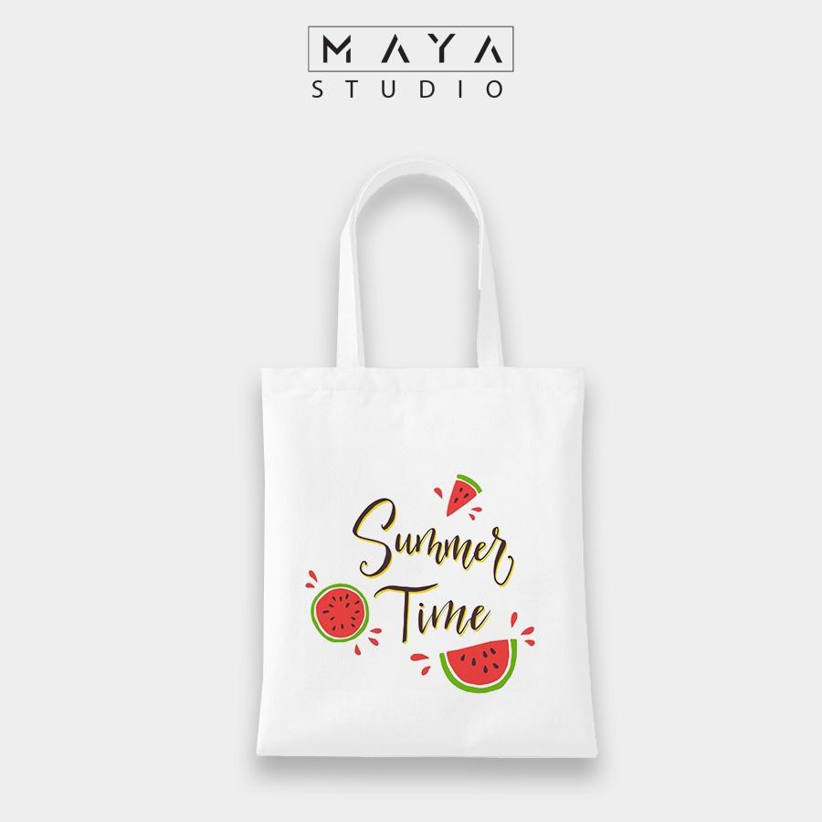 Album Túi tote VUÔNG MAYA vải Canvas uzzang HELLO SUMMER phong cách trẻ trung tươi sáng